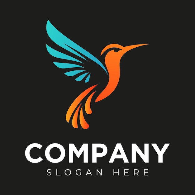Logotipo de colibrí volador vectorial Ilustración con estilo colorido degradado