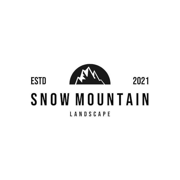 Logotipo de colinas minimalistas diseño de montaña de nieve simple ilustración vectorial