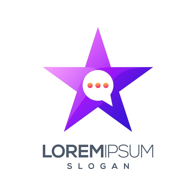 logotipo de color degradado de chat de estrella