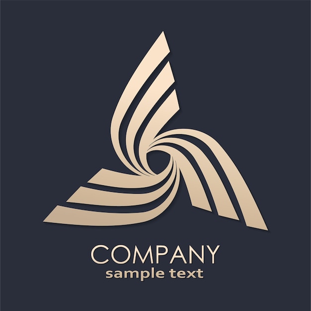 El logotipo de color dorado de las alas de tres vías