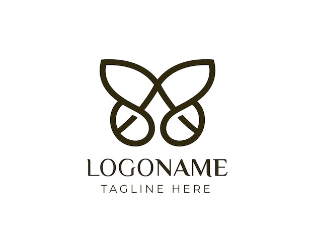 Logotipo de color dorado de mariposa de lujo vectorial para clínica de belleza
