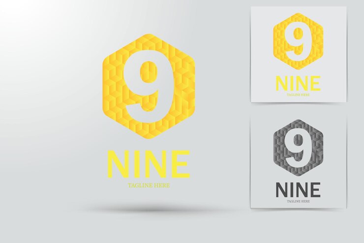 Vector logotipo de color dorado número nueve