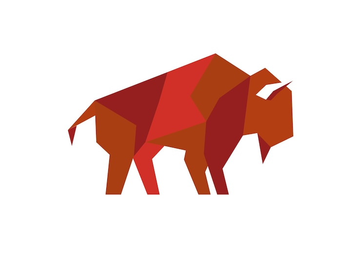 Vector logotipo de color geométrico de toro de pie abstracto