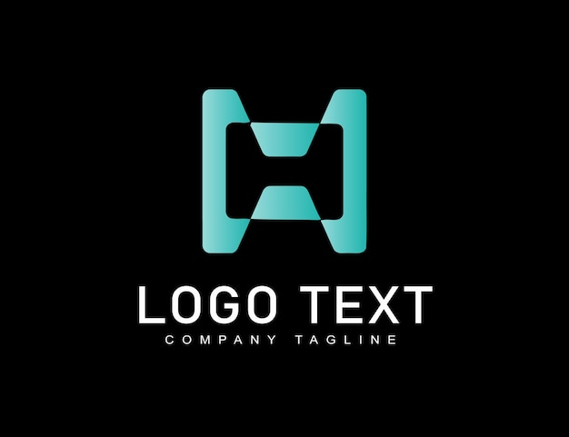 Logotipo de color de la línea de la letra H de lujo
