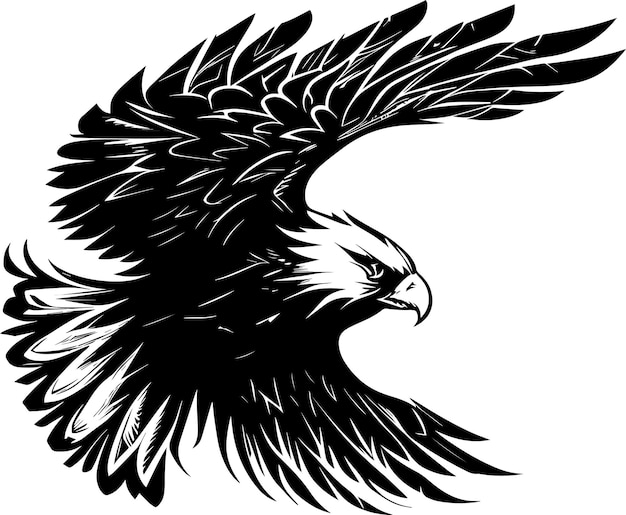 Logotipo de color negro de águila voladora