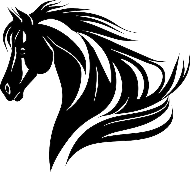 Logotipo de color negro de la mascota del caballo