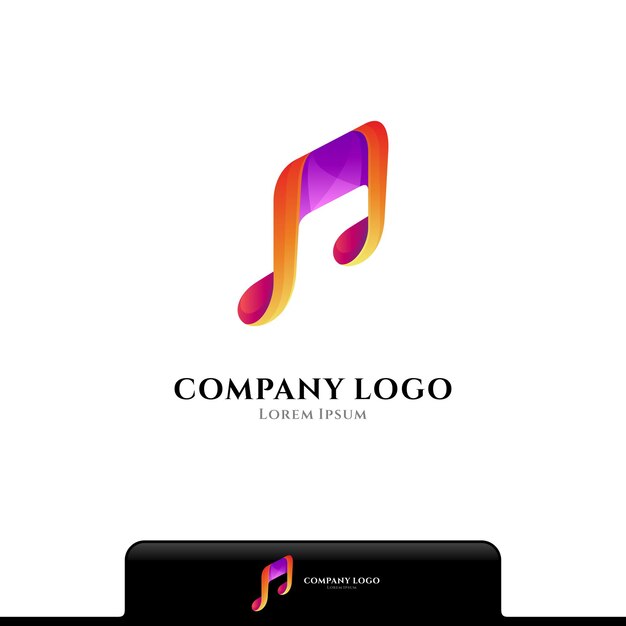 Logotipo de color de nota musical aislado en blanco