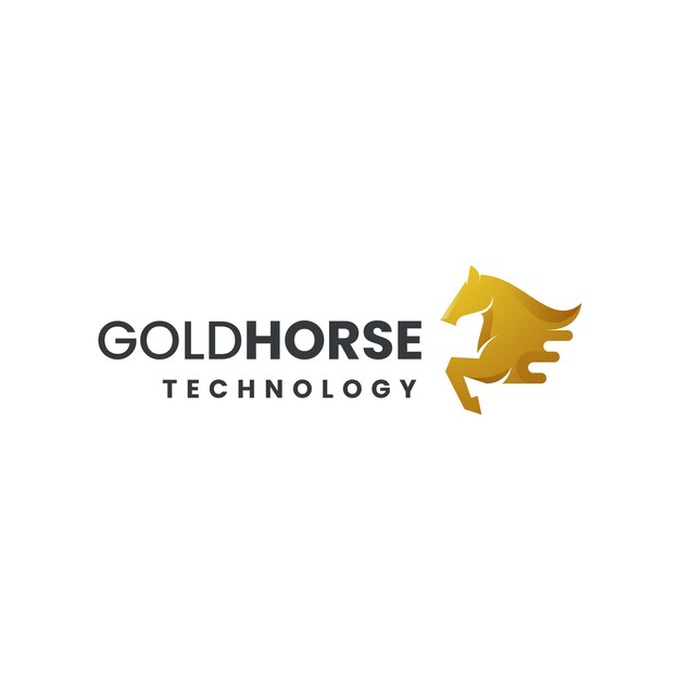 Logotipo de colores con gradiente de caballo dorado