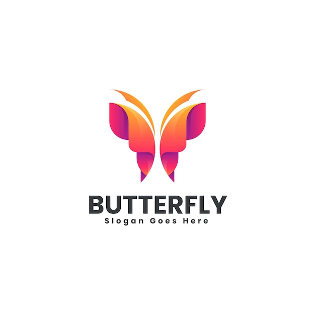 Logotipo de colores con gradiente de mariposa