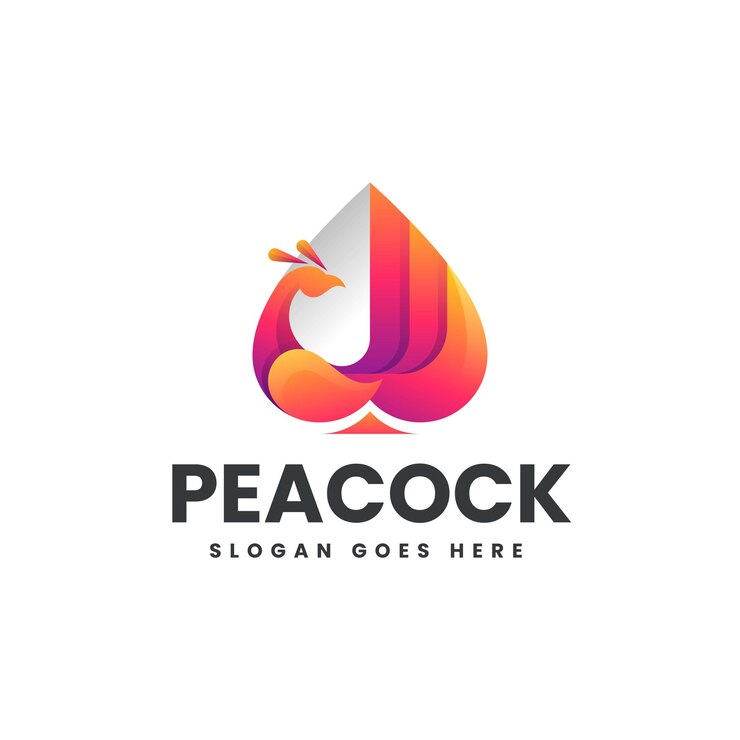 Vector logotipo de colores con gradiente de pavo real