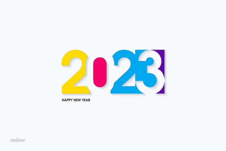 Vector logotipo colorido de 2023 con aspecto moderno