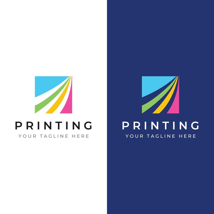 Vector logotipo colorido abstracto impresión digital servicios de impresión tecnología de medios e internet con un concepto moderno y simple