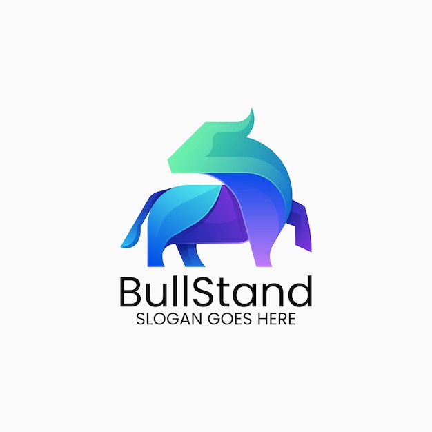 El logotipo colorido de Bull Stand Gradient