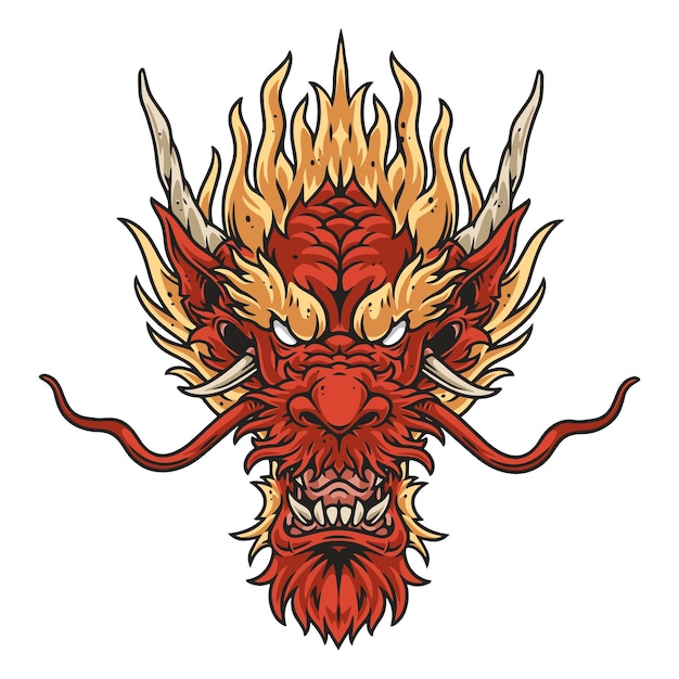 El logotipo colorido de la cabeza del dragón japonés