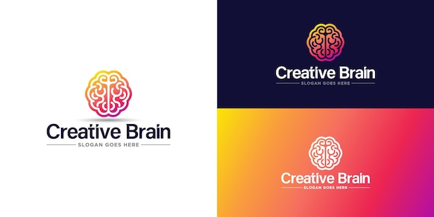 un logotipo colorido para el cerebro inteligente se muestra con un fondo azul