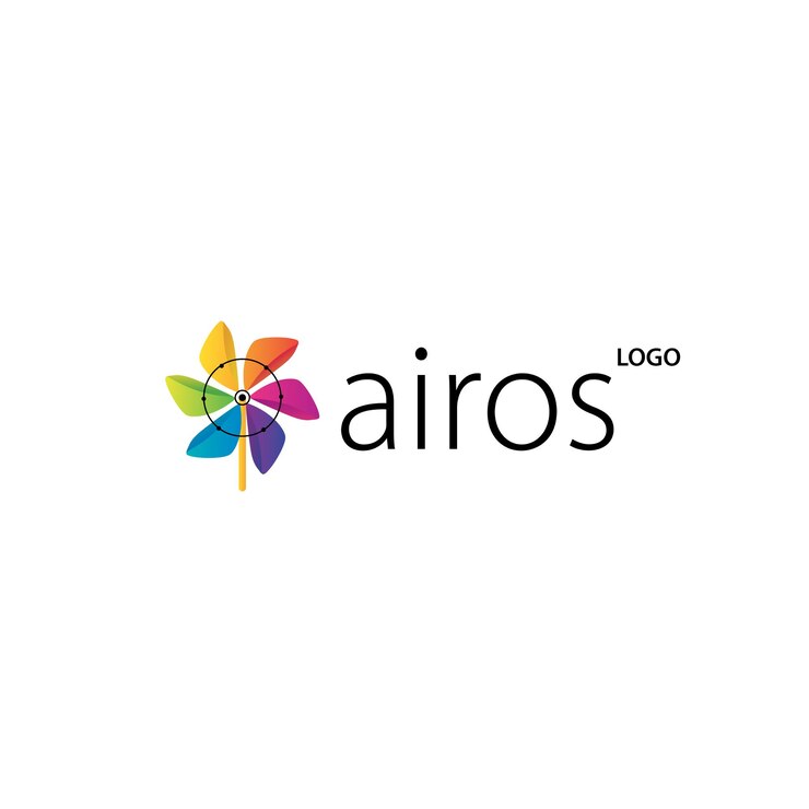 Vector logotipo colorido creativo con símbolo de juguetes de abanico de papel