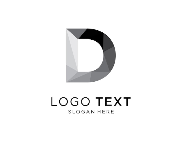 Logotipo colorido D Tecnología de letra simple