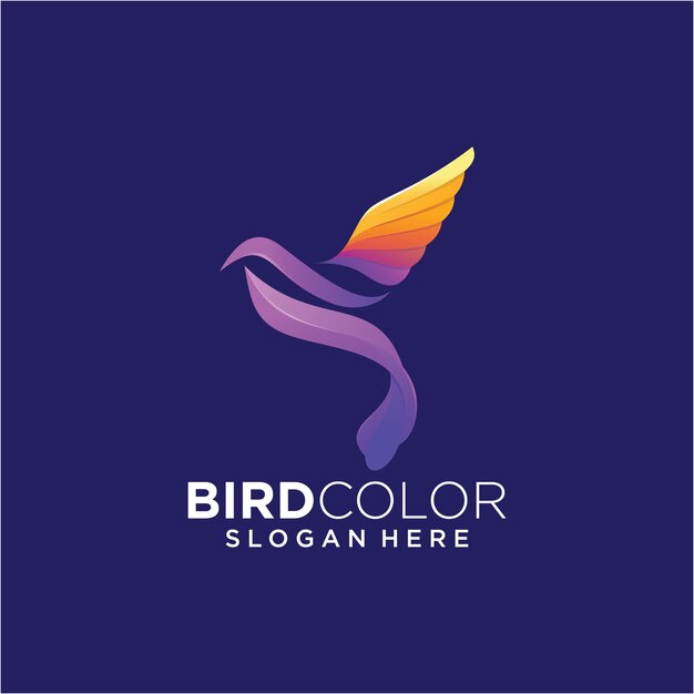 Vector logotipo colorido degradado de colibrí