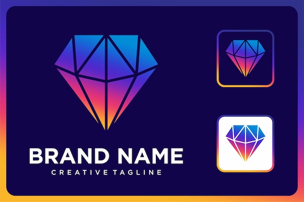 Logotipo colorido degradado de diamante geométrico abstracto