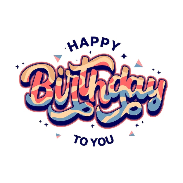 Vector logotipo colorido de feliz cumpleaños con las palabras feliz cumpleaños