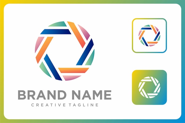 Logotipo colorido de forma abstracta geométrica