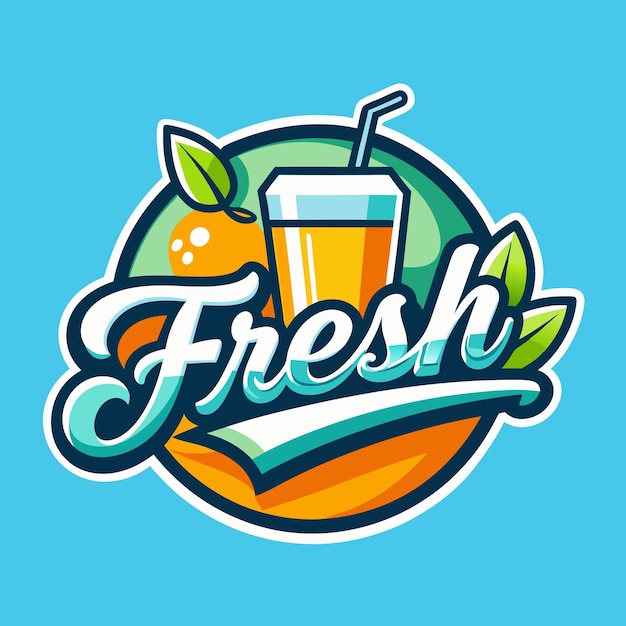 un logotipo colorido para frutas frescas y una rebanada de limón