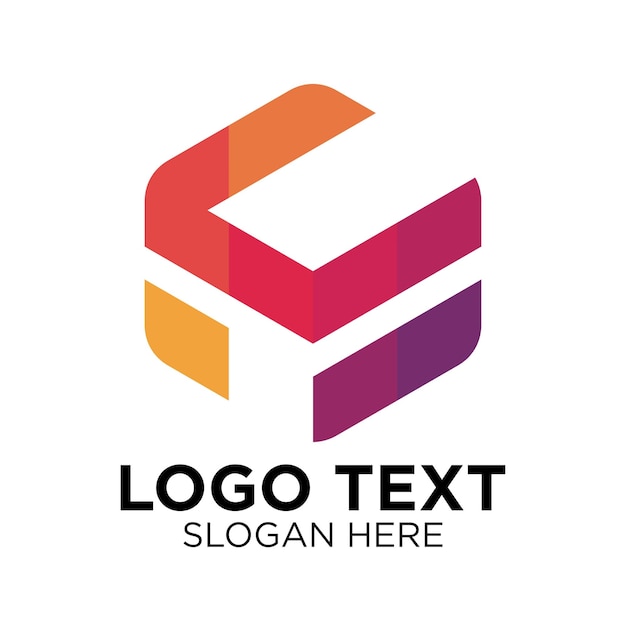 un logotipo colorido geométrico con la letra c