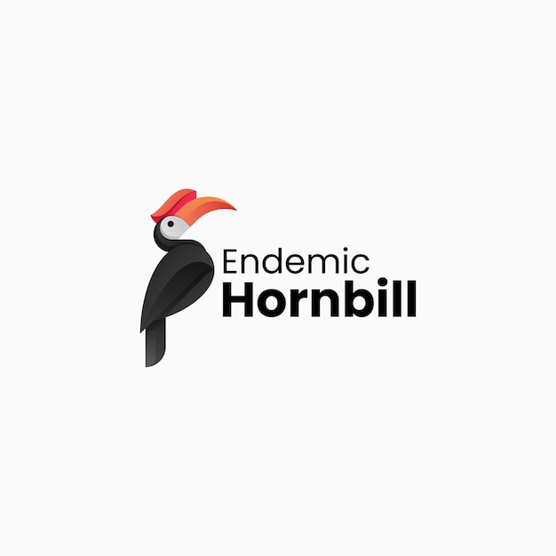 El logotipo colorido del gradiente endémico de Hornbill