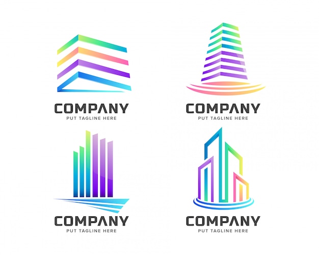 Vector logotipo colorido inmobiliario conjunto colección