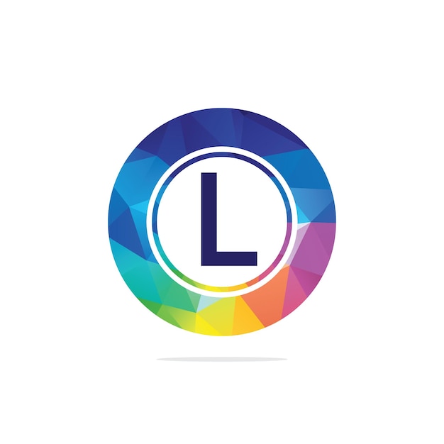 Logotipo colorido de la letra L en la letra poligonal hexagonal L