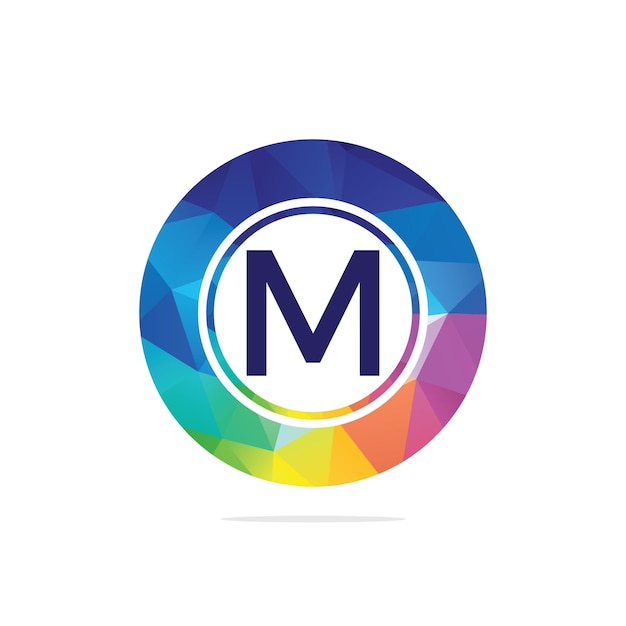 Logotipo colorido de la letra M en la letra poligonal hexagonal M