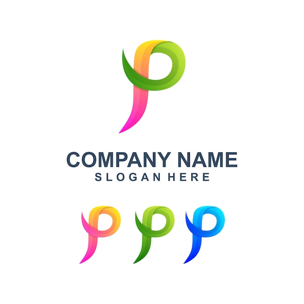 Logotipo colorido de la letra P
