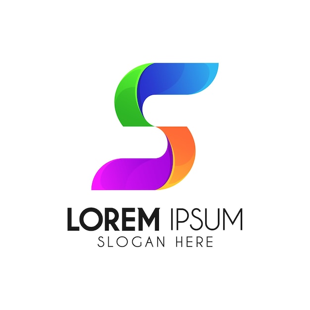 Logotipo colorido de la letra S con estilo 3d