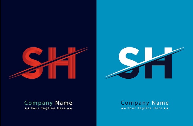 Logotipo colorido de la letra SH en el círculo Ilustración del logotipo vectorial