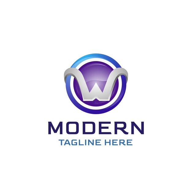 Logotipo colorido de la letra w adecuado para la empresa moderna
