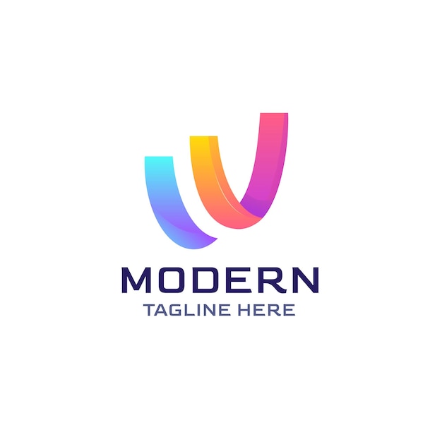 Logotipo colorido de la letra w adecuado para la empresa moderna