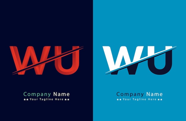 Vector logotipo colorido de la letra wu en el círculo ilustración del logotipo vectorial