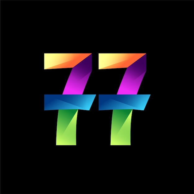 Un logotipo colorido con el número 77