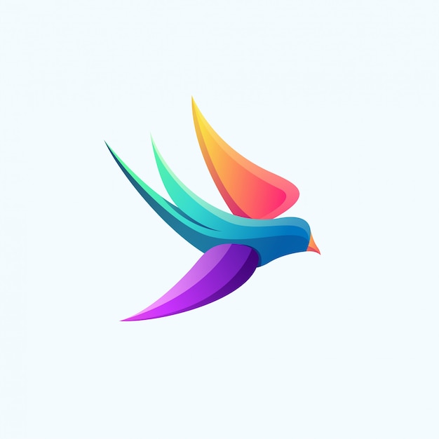 Vector logotipo colorido pájaro moderno