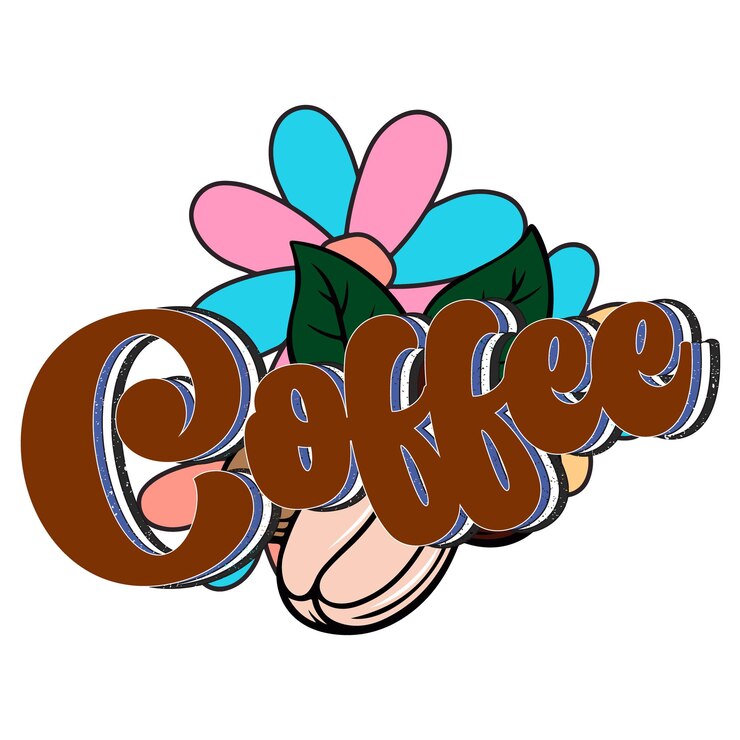Vector un logotipo colorido con la palabra café.
