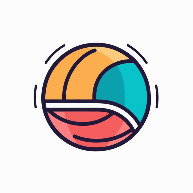 Un logotipo colorido para una pelota de playa.