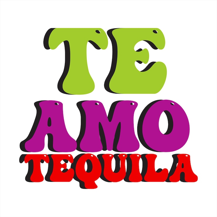 Vector un logotipo colorido para teo tequila con la palabra tequila en el medio.