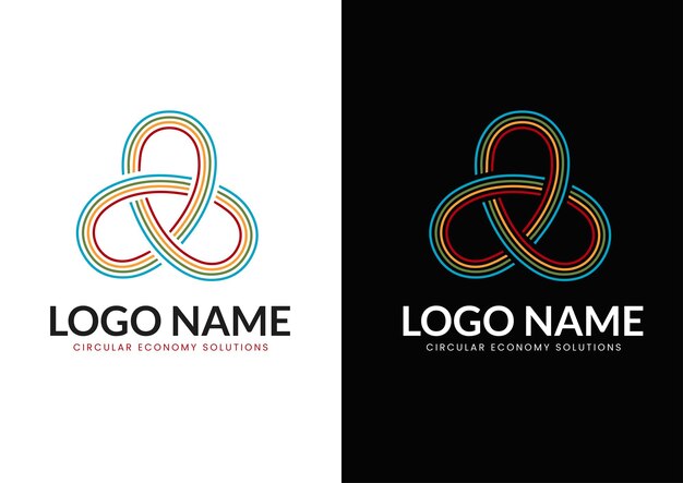 Logotipo colorido de tres bucles infinitos