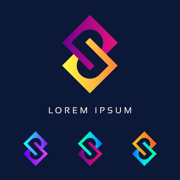 Logotipo colorido único y creativo moderno de la letra s