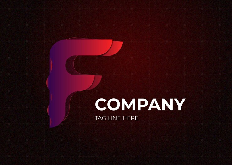 Vector logotipo colorido del vector del gradiente de f
