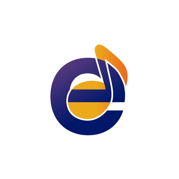 Logotipo de combinación de la letra E y la nota musical