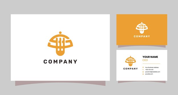 Logotipo combinado de S y tenedor con tarjeta de visita adecuada para negocios de alimentos