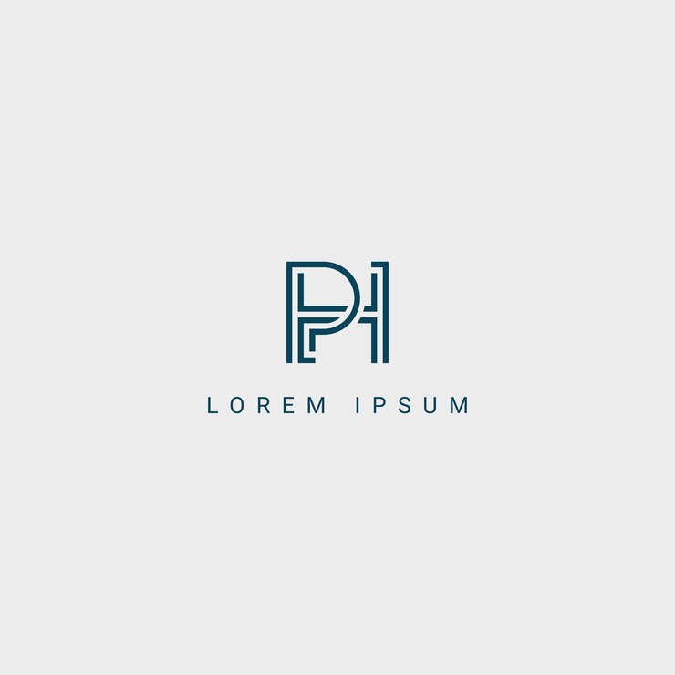 Vector logotipo comercial de hp con letras mínimas creativas ph con iniciales de color blanco y negro basadas en el icono monograma