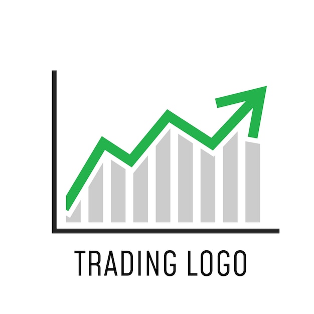 El logotipo de comercio de criptomonedas, el gráfico de velas, el logotipo alcista.