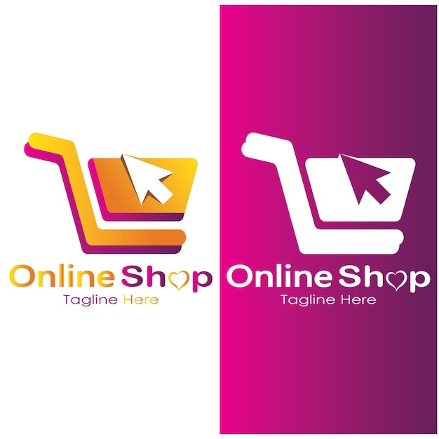 logotipo de comercio electrónico y diseño de logotipo de tienda en línea con un concepto moderno